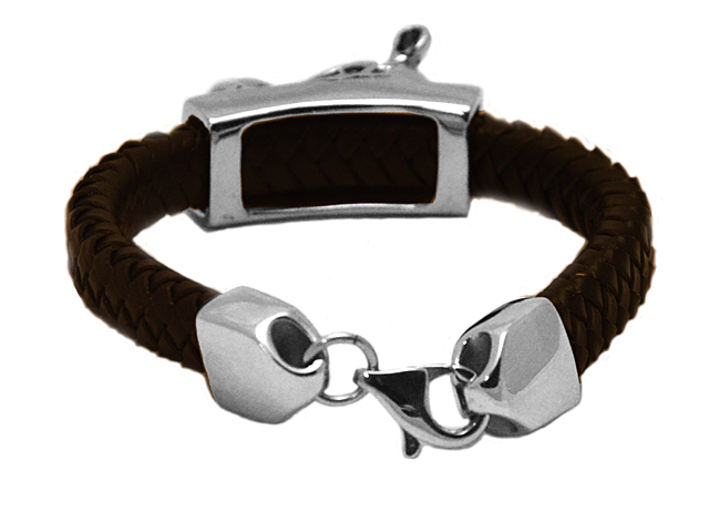 Lederarmband "Nashorn" mit Edelstahl (22,5cm)